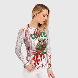 Рашгард женский Капибара с кофе в крови, цвет: 3D-принт — фото 2