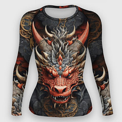 Рашгард женский Дракон в стиле ирезуми с узорами, цвет: 3D-принт