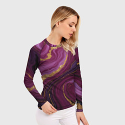 Рашгард женский Пурпурный мрамор с золотыми разводами, цвет: 3D-принт — фото 2