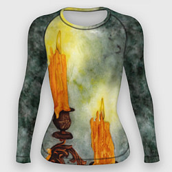 Рашгард женский Две горящие свечи в темноте, цвет: 3D-принт