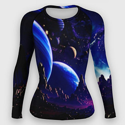 Рашгард женский Фантастический космос тёмно-синий, цвет: 3D-принт