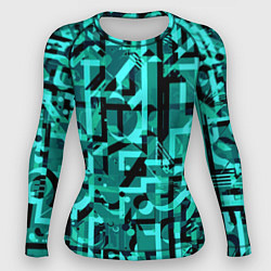 Рашгард женский Неоновый голубой объёмный эффект, цвет: 3D-принт
