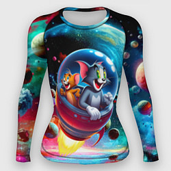 Рашгард женский Том и Джерри летят в ракете - нейроарт, цвет: 3D-принт