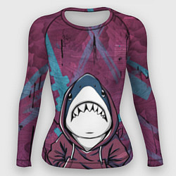 Рашгард женский Акула в капюшоне, цвет: 3D-принт