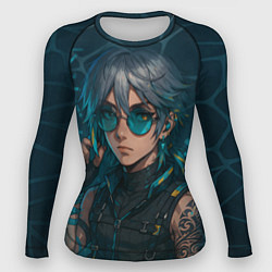 Женский рашгард Аль-Хайтам в стиле киберпанка