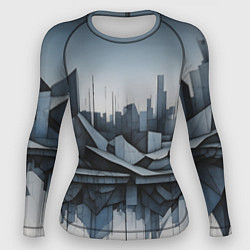 Рашгард женский Небоскребы и скалы, цвет: 3D-принт