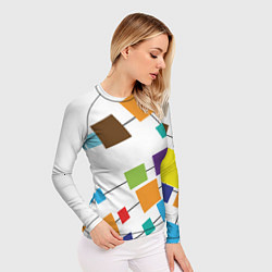 Рашгард женский Разноцветные квадраты, цвет: 3D-принт — фото 2