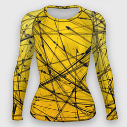 Женский рашгард Черные штрихи на желтом