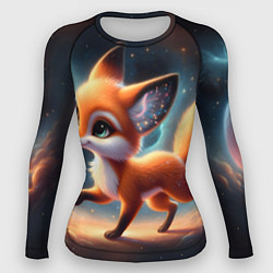 Женский рашгард Лиса бежит по космическому простору