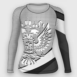 Рашгард женский Герб России серый текстурный, цвет: 3D-принт