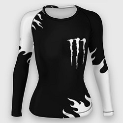 Женский рашгард Monster energy белый огонь