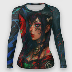 Рашгард женский Девушка с маской киберпанк, цвет: 3D-принт