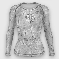 Рашгард женский Цветочный светло-серый паттерн, цвет: 3D-принт