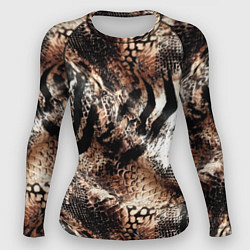 Рашгард женский Змеиная кожа и полоски зебры микс - сафари паттерн, цвет: 3D-принт