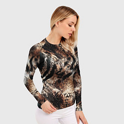 Рашгард женский Змеиная кожа и полоски зебры микс - сафари паттерн, цвет: 3D-принт — фото 2