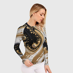 Рашгард женский Черный агат и жидкое золото, цвет: 3D-принт — фото 2
