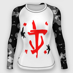 Рашгард женский Doom лого камуфляж текстура, цвет: 3D-принт