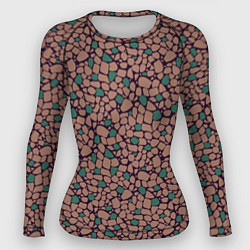 Женский рашгард Мелкий мозаичный коричневый зеленый узор хакки