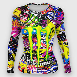 Рашгард женский Monster energy бренды стикеры, цвет: 3D-принт