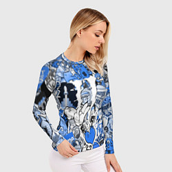 Рашгард женский Monster energy sticker blue, цвет: 3D-принт — фото 2