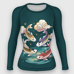 Женский рашгард Рыбы в облаках над прудом