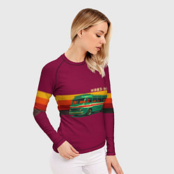 Рашгард женский Ретро автобус КАВЗ-685 поп-арт, цвет: 3D-принт — фото 2