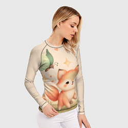 Рашгард женский Лиса и мотыльки, цвет: 3D-принт — фото 2