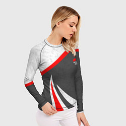 Рашгард женский Mitsubishi - красный и серый, цвет: 3D-принт — фото 2