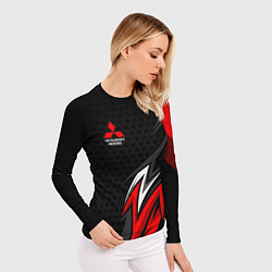 Рашгард женский Митсубиси - спортивный красный, цвет: 3D-принт — фото 2