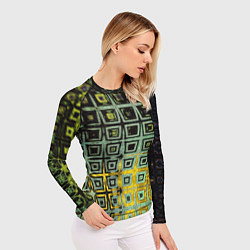 Рашгард женский Абстрактная зелено-черная текстура, цвет: 3D-принт — фото 2