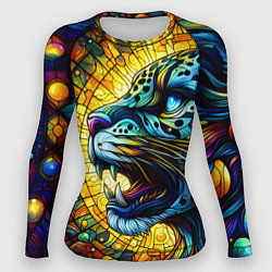 Женский рашгард Морда свирепого леопарда - витраж
