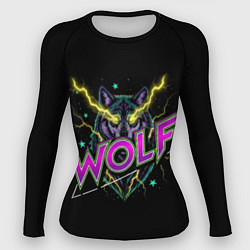 Рашгард женский Голова волка со светящимися желтыми глазами, цвет: 3D-принт