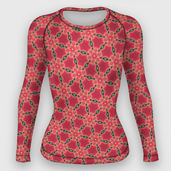 Рашгард женский Красная цветочная текстура, цвет: 3D-принт