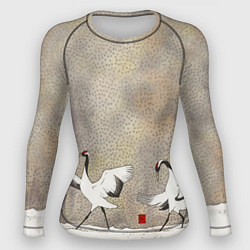 Женский рашгард Журавли зимняя акварель