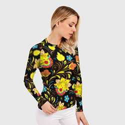 Рашгард женский Хохлома узор, цвет: 3D-принт — фото 2