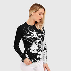 Рашгард женский Взрывная белая краска на чёрном, цвет: 3D-принт — фото 2