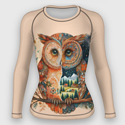 Рашгард женский Сова разделенная на день и ночь абстракция, цвет: 3D-принт