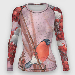Рашгард женский Снегирь и зимние ягоды, цвет: 3D-принт