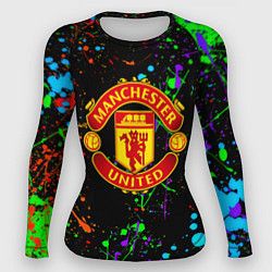 Рашгард женский Манчестер Юнайтед неоновые краски, цвет: 3D-принт