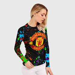 Рашгард женский Манчестер Юнайтед неоновые краски, цвет: 3D-принт — фото 2