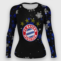 Рашгард женский Бавария Мюнхен снежинки ночь, цвет: 3D-принт