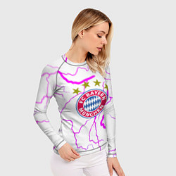 Рашгард женский Бавария Мюнхен неоновые молнии, цвет: 3D-принт — фото 2