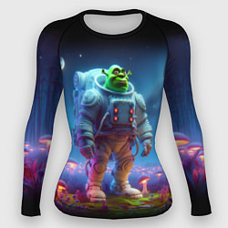 Женский рашгард Шрек бравый космонавт - неоновое свечение