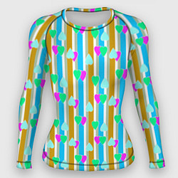 Женский рашгард Полосатый с сердечками ретро в горошек