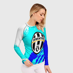 Рашгард женский Ювентус краски штрихи текстура, цвет: 3D-принт — фото 2