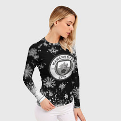 Рашгард женский Манчестер сити снежинки новый год, цвет: 3D-принт — фото 2