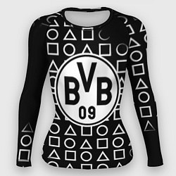 Женский рашгард Borussia геометрия черно белая