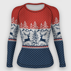 Женский рашгард Вязаный узор с оленями