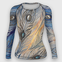 Женский рашгард Синие перья с самоцветами