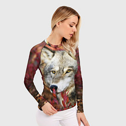 Рашгард женский Волк в кустах, цвет: 3D-принт — фото 2